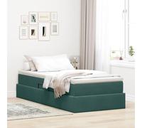 Lit Plateforme Velours Vert Foncé 90x200 cm avec Rangement Hydraulique, Cadre Métal Robuste, Matelas Fermeté Moyenne pour Chambre Moderne