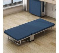 Lit pliable portable avec matelas de 3 cm d'épaisseur, lit simple pliable portable, cadre en métal robuste, forte capacité de charge pour chambre à coucher, bureau, gain de place, bleu, 100 cm