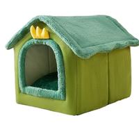 Lit pliable pour chat et chien - Villa d'hiver pour chat - Niche de sommeil amovible et chaude - Tente fermée - Canapé grotte - Fournitures pour animaux domestiques (dinosaure vert, M (34 x 40 x 35