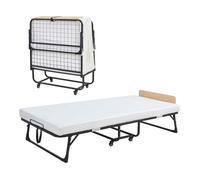 Lit pliant avec matelas en mousse froide Lustendi 90 x 200 cm noir effet chêne