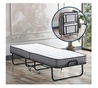 Lit Pliant - DESIGN AMEUBLEMENT - Pegaso - 80x190 cm - Métal Noir - Matelas Inclus