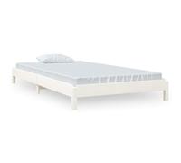 Lit pliant en bois massif de pin blanc, 100 x 200 cm, avec sommier intégré, structure robuste et fonction empilable pour économiser de l'espace, idéal pour les petites chambres, chambres d'amis et