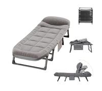 Lit pliant en métal, tissu épais en velours côtelé, pour camping, bureau, extérieur, gain de place