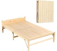 Lit pliant ne nécessite pas de montage - Planche en bois naturel - Charge maximale : environ 200 kg - Rangement simple - Cadre de lit simple en pin - Respirant et durable - Avec b