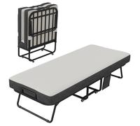Lit pliant portable- Matelas Mousse Viscoélastique 12cm Structure Métal Renforcée 190 × 78 cm