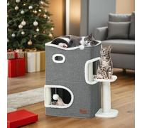 Lit Pliant pour Chat Interieur,Maison pour Chat,Niche pour Chats Cabane Interieur Grande,Équipé d'un Pilier de Griffe de Chat pour Une Stabilité Accrue, pour Que Les Chats Puissent S'ébattre