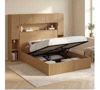 IDMarket - Lit Pont Armoire Juliette Coffre sommier 140 x 190 cm