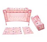 Lit Poupee 46 cm Max, Fleurs, Rose - avec Oreiller, Couverture, Sac - lit Parapluie, Voyage - Set Jouet Accessoire Poupon et Une Carte
