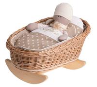 Lit poupee, berceau à bascule en bois avec avec joli broderie