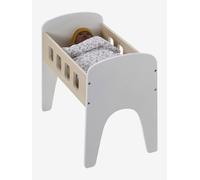 VERTBAUDET Lit Poupon en Bois FSC® Blanc Bicolore avec Matelas Imprimé Fleuri