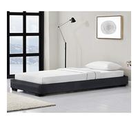 Cadre de Lit Simple Masari Rembourré avec Similicuir Noir 200 x 90 cm Corium