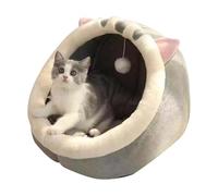 Lit Pour Animal De Compagnie En Peluche Cat Cave House - Nid De Couchage Semi-fermé Avec Jouet Suspendu, Abri Chaud Et Confortable Pour Chats, Petits Chiens, Cachette Portable D'intérieur, Meubles De