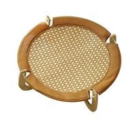 Lit pour animal de compagnie en rotin - Tapis surélevé amovible pour chat - Lit en fibre naturelle résistant aux rayures - Respirant et portable - Lit d'été doux pour animaux de compagnie - Hamac