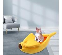 Lit pour animal de compagnie - Maison chaude en bateau | Lit pour chat jaune - Lit pour chat mignon - Joli lit pour animaux de compagnie pour chats, lapins et petits chiens (S taille 40 x 15 x 10)
