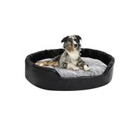 Vidaxl Lit Chiens Noir Et Gris 90x79x20 Cm Peluche Et Similicuir
