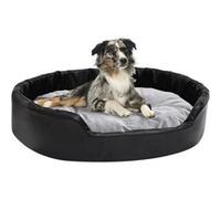 Lit pour animaux - Haba - 90x79x20 cm - Noir et gris - Similicuir et peluche - Antidérapant Noir G