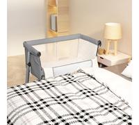 Vidaxl Lit Pour Bébé Avec Matelas Gris Clair Tissu De Lin Gris