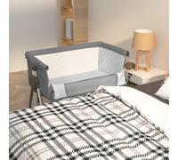 Vidaxl Lit Pour Bébé Avec Matelas Gris Foncé Tissu De Lin Gris