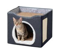 Lit pour chat, abri de couchage pliable partiellement fermé pour animaux de compagnie - Lit pour chat pour une utilisation en intérieur - Pour petits et moyens et grands chatons pour balcon et jardin