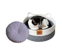 Lit pour Chat - Accessoires pour Animaux Tressés avec Tapis | Panier Tressé pour Chat D'Intérieur | pour Chaton Lapin Petit Chien Jouet Stockage De Snack Intérieur Chambre Salon Dortoir