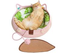 Lit pour Chat Adorable - Doux & Drôle avec Oreiller | Chien Petit Nid pour Chat | pour Chatons Chiots Dormir Jouer Enrichissement Interaction Intérieur Maison Appartement Salon Balcon