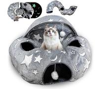 Lit pour chat avec fonction lumineuse - XXL - Tunnel en peluche avec balle - Grand tunnel bruissant - Jouet pour chat, lapin ou chiot