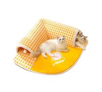 Lit pour chat avec tunnel - Grotte de sol pour lit pour chat chaud 2 en 1 | Tunnel de jeu, tapis tunnel pour chat avec fond antidérapant, cachette pour chat, jouet à cacher et chercher