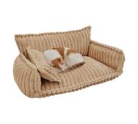 Lit pour chat - Canapé pour chien - 100 x 67 x 40 cm - Canapé amovible avec housse amovible et lavable - Lit pour chien et chat - Canapé apaisant pour animaux de compagnie (couleur chamel)