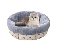 Lit pour chat - Coussin rond thermique pour animaux de compagnie - Lavable en machine - Doux et apaisant - Chaud toute l'année - Avec dessous antidérapant pour petits chiots