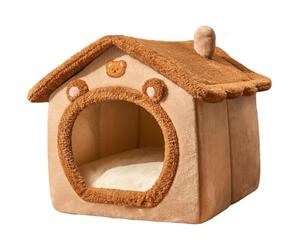 Lit pour chat couvert, doux et chaud, tente semi-fermée, amovible, adorable ours, maison pour animaux de compagnie, pour intérieur, 11, 8 x 15, 8 x 15 pouces, tente pour chat, tentes pour chats d'inté