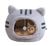 Lit pour chat couvert | Grotte amovible en polaire douce avec peluche suspendue - Niche pour ours en peluche confortable portable pour dormir à l'intérieur en automne et en hiver