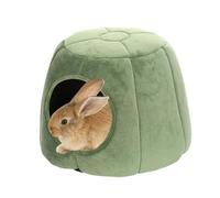 Lit pour chat couvert-grotte de compagnie semi-fermé, maison en velours vert | Retraites de conception unique, matelas amovible pour le confort du chien, coins confortables, repos intérieur,