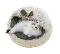 Lit pour chat couvert - Grotte ronde pour chaton avec capuche, nid chaud antidérapant, fonction de soutien doux | Lit semi-fermé en forme de dôme pour animal de compagnie pour l'intérieur pour l'hiver