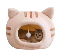 Lit pour Chat Couvert - Jolie Grotte pour Chat en Polaire de avec Bloc-Notes pour et Boule Moelleuse à Suspendre - Chenil en Peluche Portable et Confortable pour Dormir à l'intérieur en Automne e