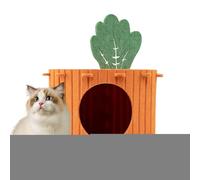 Lit pour chat couvert | Jolie maison semi-fermée amovible - En forme de carotte - Grande grotte pour chat - Pour la maison, l'intérieur, les chats et les petits chiens - Lieu de couchage repos