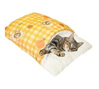 Lit pour chat couvert, lit en peluche - Lit grotte pour l'intérieur - Lit confortable pour chat avec housse - 48 x 34 cm - Niche chaude et chaude pour chaton