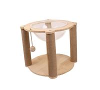 Lit pour Chat en Capsule de Bois, nid de Couchage, Centre d'activités Toutes Saisons, hamac pour Chat, Planche à gratter pour Chats d'intérieur, Les Quatre piliers