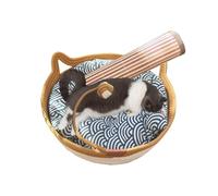 Lit pour chat en corde de coton tissé - Fait à la main avec queue de jouet, sans odeur en coton naturel en forme de chaton avec coussin doux pour chaton