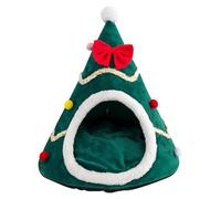 Lit pour chat en forme d'arbre de Noël, grotte pour chat en forme d'arbre de Noël | Grotte de chat en peluche,Maison de Noël pour chat, nid de couchage automne-hiver pour petits chiens et petits anima