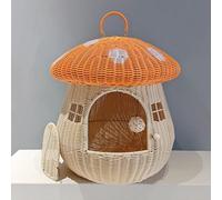 Lit pour chat en forme de champignon - Maison en rotin pour intérieur et extérieur - Nichoir fermé et villa de bureau