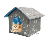 Lit pour chat - En tissu Oxford - Nid de sommeil chaud - Système de protection confortable isolé - Accessoire confortable avec maison, voyage, intérieur et extérieur