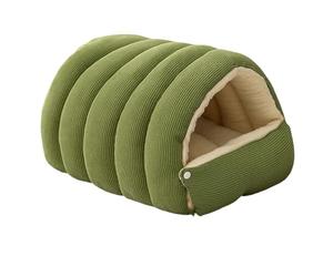 Lit pour chat fermé apaisant avec housse en velours lavable Fond antidérapant Maison pour chat doublée en peluche pour l'intérieur Espace réducteur de stress Lit fermé pour chat