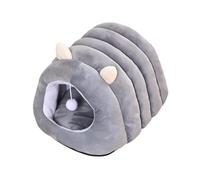 Lit pour chat fermé chaud et mignon lavable avec boule jouet articles | Lit pour chats climats froids petits et moyens chiots animaux maison salon gris