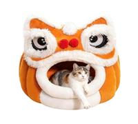 Lit pour chat, forme de lion semi-fermé et tunnel confortable - Nid pour chat pour une utilisation en intérieur - Pour dormir en hiver ainsi que pour l'extérieur, la maison, les voyages, la chambre et
