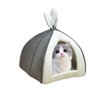 Lit pour chat - Intérieur en peluche douce, maison de tente pour animaux de compagnie, motif oreilles de lapin de dessin animé, réchauffe la grotte de sommeil, chats, chatons, petits chiens, coussin