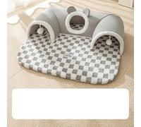 Lit pour chat - Lit confortable pour chat et sac de couchage pour chat d'intérieur - Lit pour chaton avec tunnel - Zone de jeu et de sommeil multi-entrées - Peluche douce (gris Jas, taille
