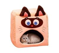 Lit pour chat, lit d'hiver chaud en peluche - Dormez confortablement pour chat - Pour l'hiver et le salon, la chambre à coucher, l'appartement, la ferme, le garage (kaki, 38 x 38 cm)