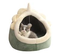 Lit pour Chat, Lit Niche pour Chat D'intérieur, Lit pour Chat Grotte De Chat Maison, Panier pour Chat Semi-fermé, Niche Douillette pour Chat avec Jouet Suspendu Et Coussin Amovible Lavable Rembourré
