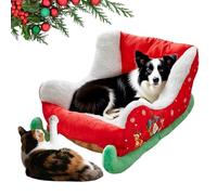 Lit pour chat - Lit traîneau de Noël, nid en peluche confortable, lit festif pour chat et chien, lit isolé festif pour chat et chien, lit pour chat, chaton et chiot animal endormi d'hiver apaisant