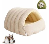 Lit pour Chat Monstre Confortable, avec Coussin Amovible Lavable, lit pour Animaux de Compagnie de Style Grotte, lit de Tente Doux et Chaud pour Chats et Petits Chiens (Beige,M)